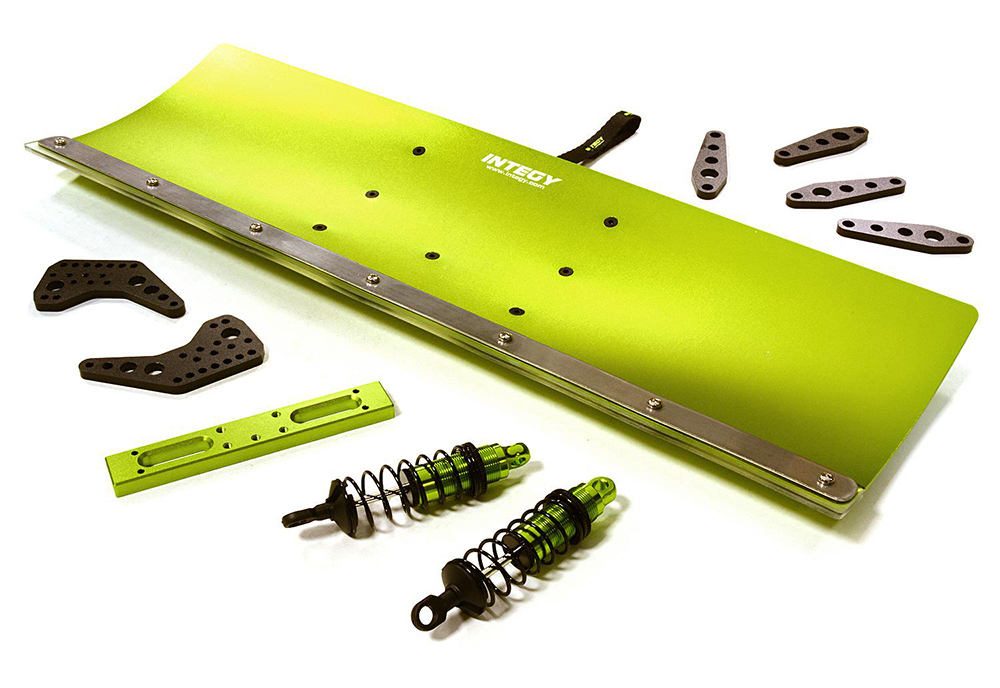 C31612GREEN Green Alloy Machined Snowplow Kit for Arrma 1/10 Vorteks 4X4 3S BLX, 400mm - Image 1