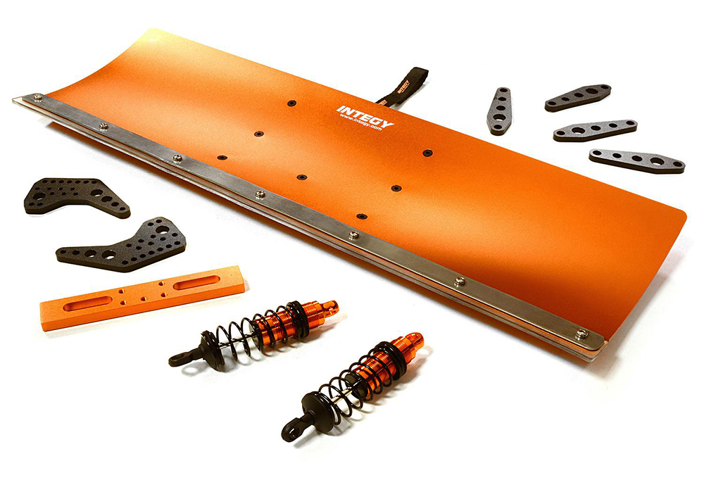 C31613ORANGE Alloy Machined 400mm Snowplow Kit for Losi 1/10 Lasernut U4 4WD Brushless RTR - Image 1