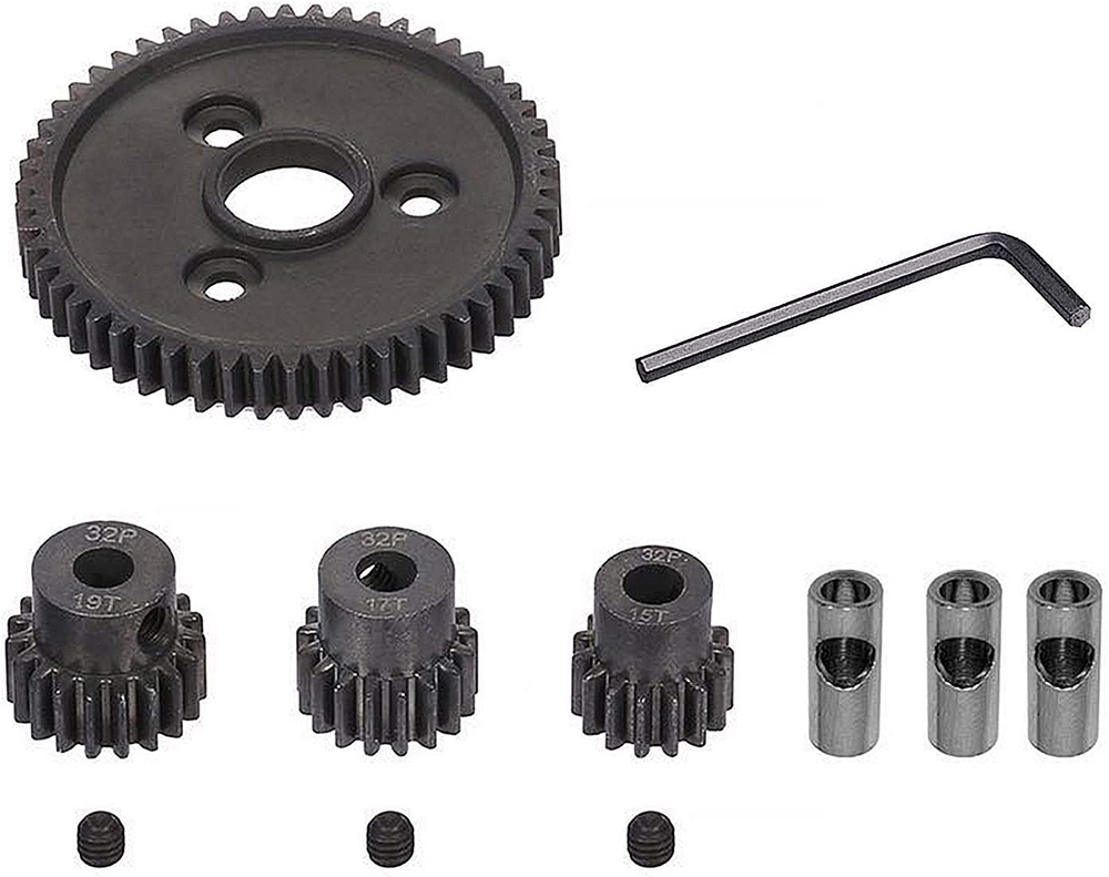 C31665 Steel 32 Pitch 54T Spur+15+17+19T Pinion Set w/5mm for Most Traxxas 1/10 4X4 - Image 1