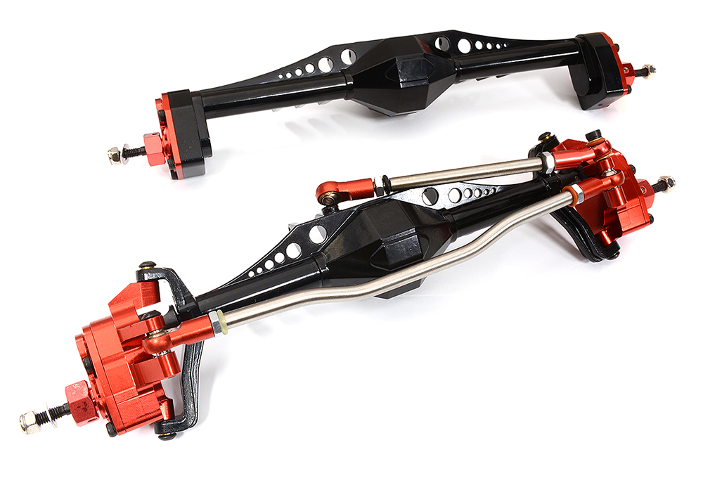 C31689BLACKRED Machined Front & Rear Axles for Axial 1/10 Capra 1.9 Unlimited 232004 232005 - Image 1
