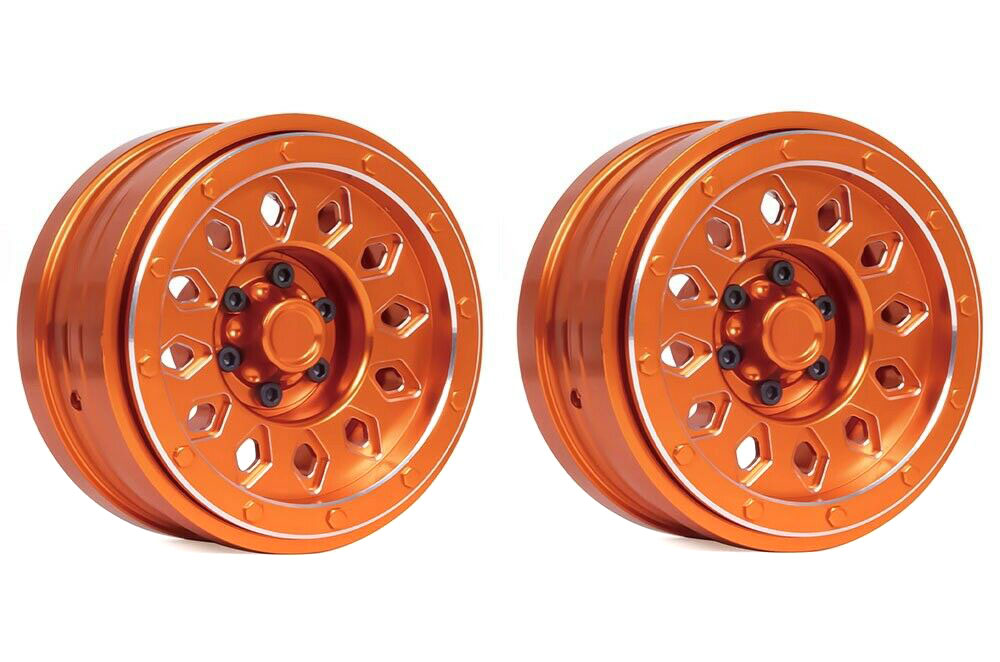 C31726ORANGE Alloy Machined Wheel Set (2) for Axial SCX6 45000 - Image 1