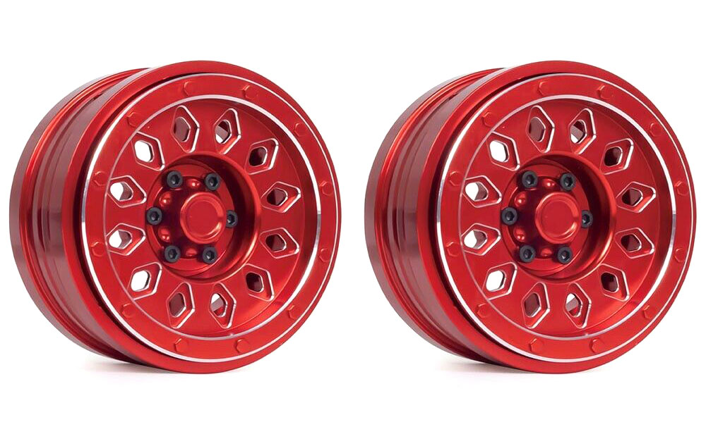 C31726RED Alloy Machined Wheel Set (2) for Axial SCX6 45000 - Image 1