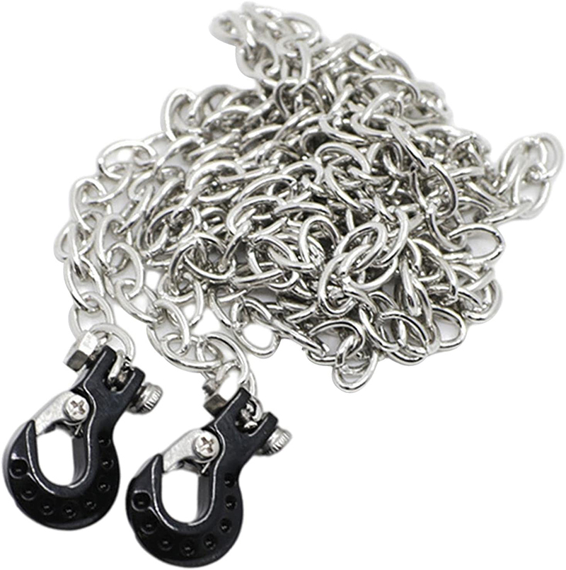 C31758BLACK Realistic 1/10 Size Drag Chain & Tow Hooks w/Bow Shackle for 1/10 Scale Off-Road - Image 1