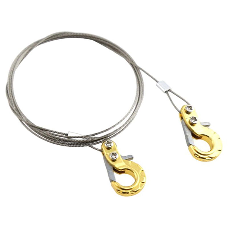 C31759GOLD Realistic 1/10 Size Steel Tow Cable & Tow Hooks for 1/10 Scale Off-Road - Image 1
