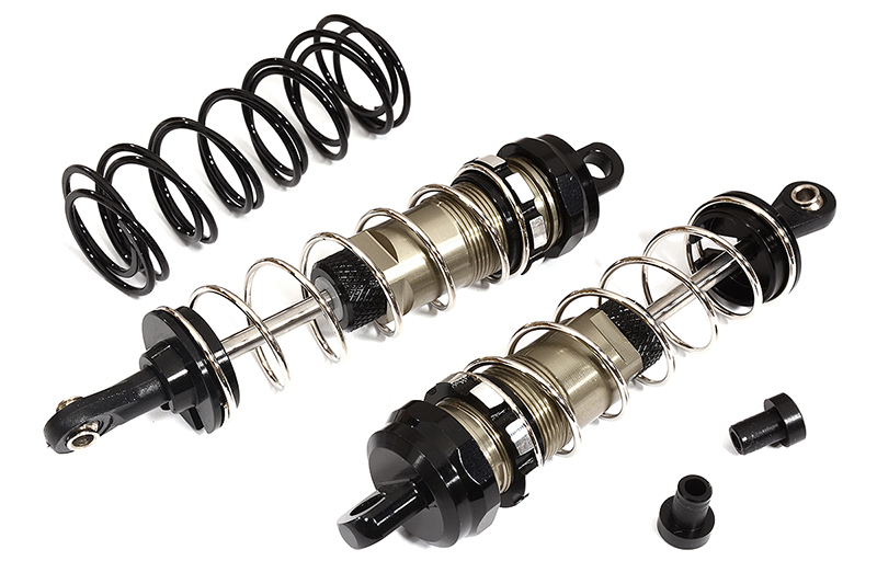 C31829BLACK Alloy Machined HD Big Bore Shocks (2) 100mm for 1/8 Scale Off-Road - Image 1