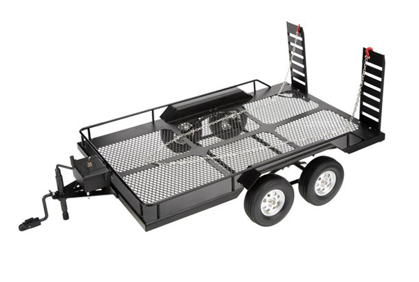 C32039BLACK Machined Alloy Flatbed Dual Axle Car Trailer Kit for 1/10 Scale RC 624x339x112mm - Image 1