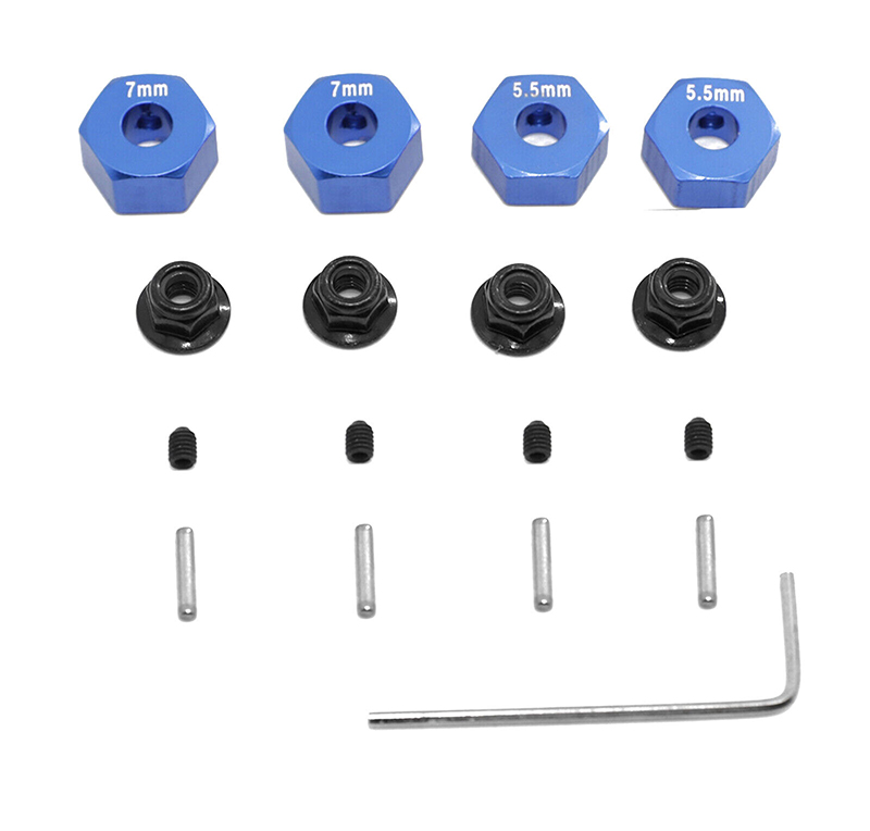 C32055BLUE 12mm Hex Wheel Adapters for 1/10 Slash 2WD, Stampede 2WD, Rustler 2WD 1654 3654 - Image 1