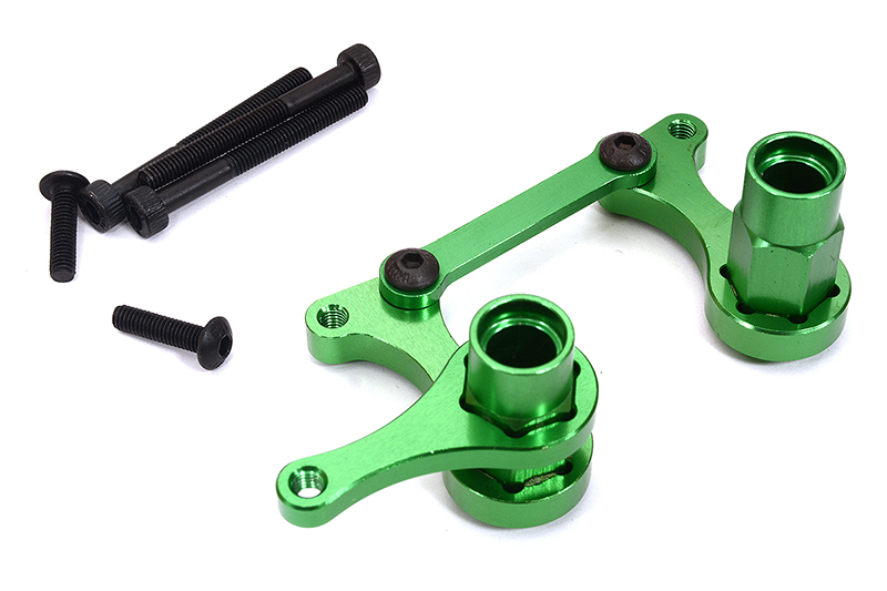 C32065GREEN Green Alloy Machined Steering Bellcrank Set for Traxxas 2WD Models - Image 1