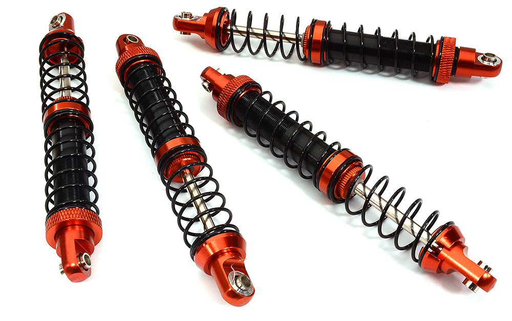 C32096BLACKRED Alloy Machined 90mm Shocks for 1/10 Scale RC Model Car & Truck - Image 1