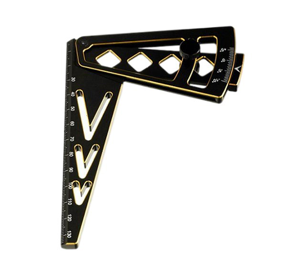 C32116GOLD Alloy Machined Multifunction Camber & Chassis Height Gauge for 1/10 & 1/8 RC - Image 1