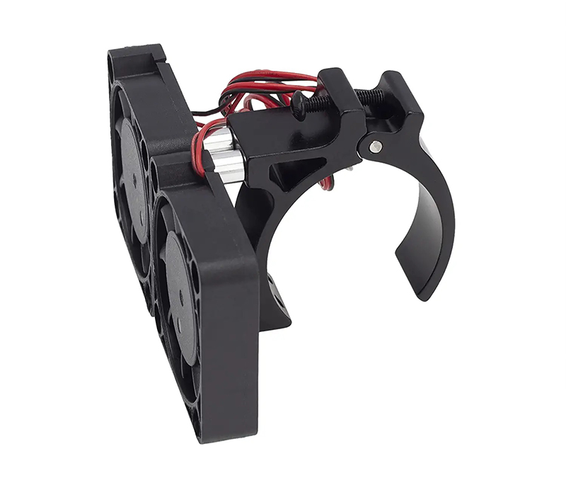 C32117BLACK Black 42mm Motor Heatsink with Dual 40x40mm Cooling Fans for 1/10 & 1/8 RC Cars - Image 1