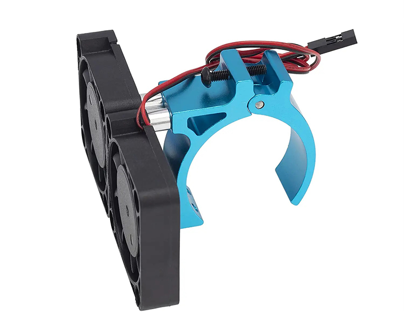C32117BLUE Blue 42mm Motor Heatsink with Dual 40x40mm Cooling Fans for 1/10 & 1/8 RC Cars - Image 1