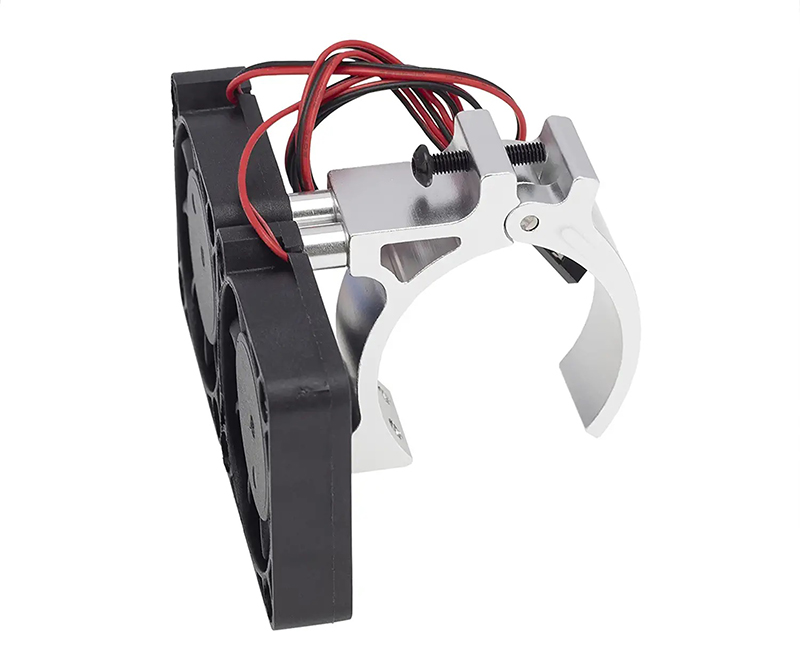 C32117SILVER Silver 42mm Motor Heatsink with Dual 40x40mm Cooling Fans for 1/10 & 1/8 RC Cars - Image 1