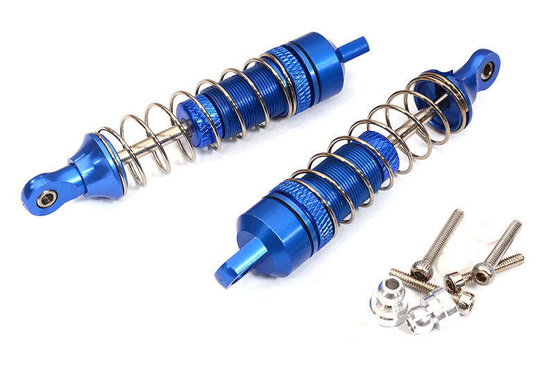 C32122BLUE Blue Alloy Machined Rear Shocks (2) for Losi 1/18 Mini-T 2.0 (L=70mm) - Image 1