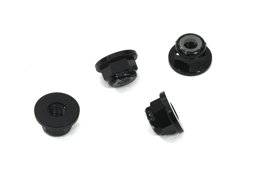 C32140BLACK Color Alloy Metal M3 Size Hex Lock Nut Flanged 4pcs - Image 1