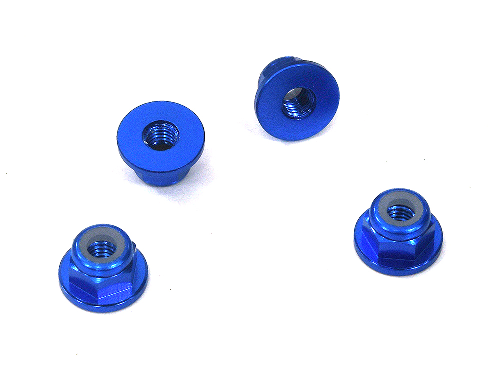 C32140BLUE Color Alloy Metal M3 Size Hex Lock Nut Flanged 4pcs - Image 1