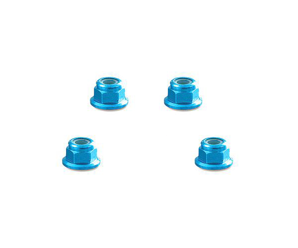 C32140LIGHTBLUE Color Alloy Metal M3 Size Hex Lock Nut Flanged 4pcs - Image 1