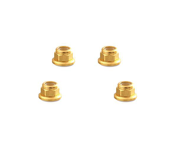 C32142GOLD Color Alloy Metal M5 Size Hex Lock Nut Flanged 4pcs - Image 1