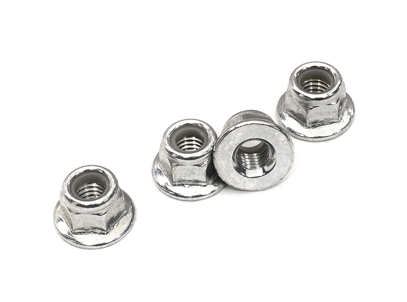 C32142SILVER Silver Alloy Metal M5 Size Hex Lock Nut Flanged, Set of 4 - Image 1