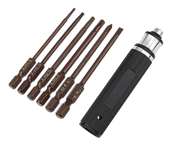 C32148BLACK QuickPit RC Tool Wrench w/ 6 Tips (Allen 1.5, 2, 2.5 & 3mm+Phillips+Flat) - Image 1