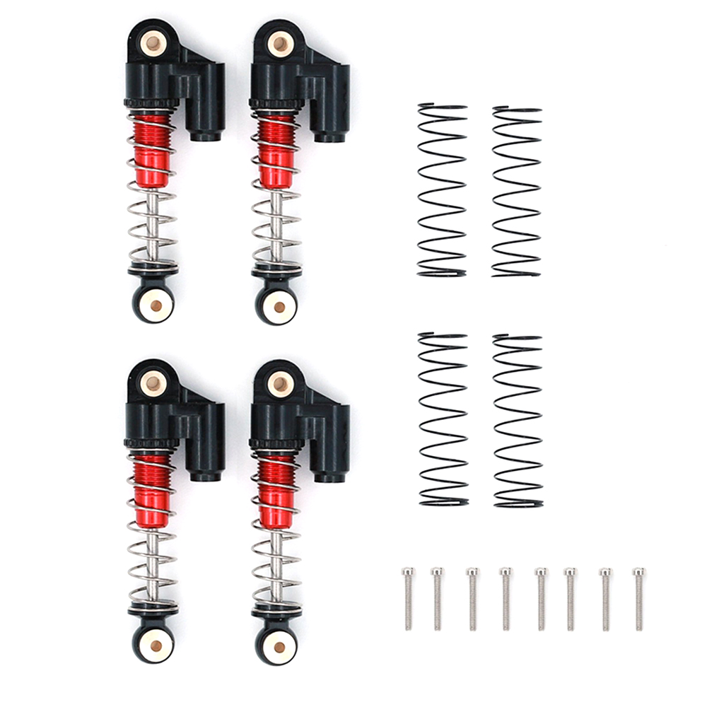 C32176RED Machined Alloy 37mm Piggyback Shocks (4) for Axial 1/24 SCX24 Rock Crawler - Image 1