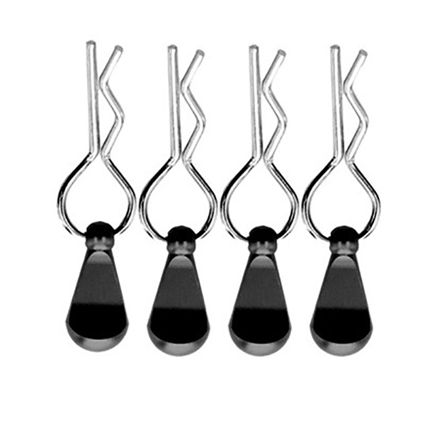 C32227BLACK Bent-Up Color Body Clips (4) for 1/8, 1/7 & 1/5 RC Cars & Trucks (LxW=34x12mm) - Image 1
