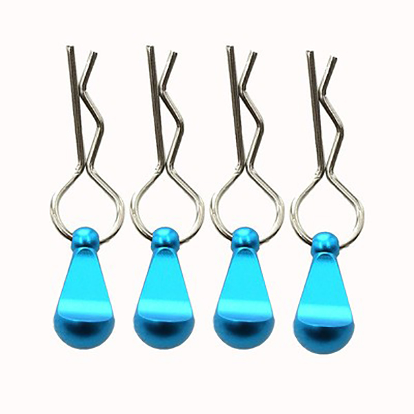 C32227BLUE Bent-Up Color Body Clips (4) for 1/8, 1/7 & 1/5 RC Cars & Trucks (LxW=34x12mm) - Image 1