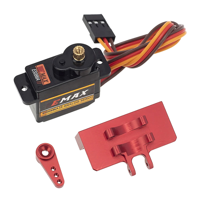 C32341RED Alloy Servo Horn and Mount with 12g MG Servo for Axial SCX24 - Red - Image 1