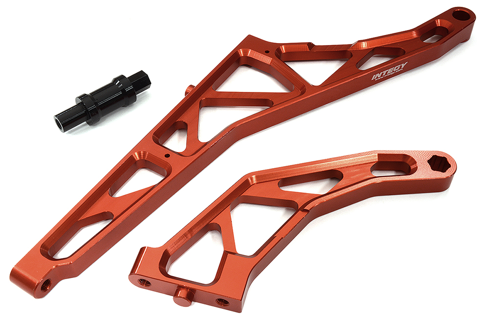 C32401RED Red Billet Machined Rear Chassis Braces Pair for Losi DBXL-E 2.0 4WD 1/5 Scale - Image 1