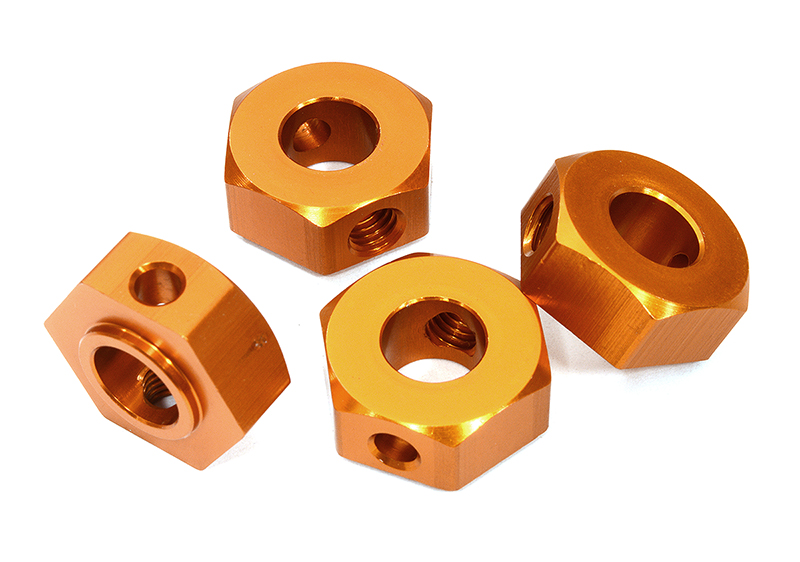 C32416ORANGE Billet Machined 17mm Hex Wheel Adapters for Axial 1/6 Scale SCX6, Orange 252011 - Image 1