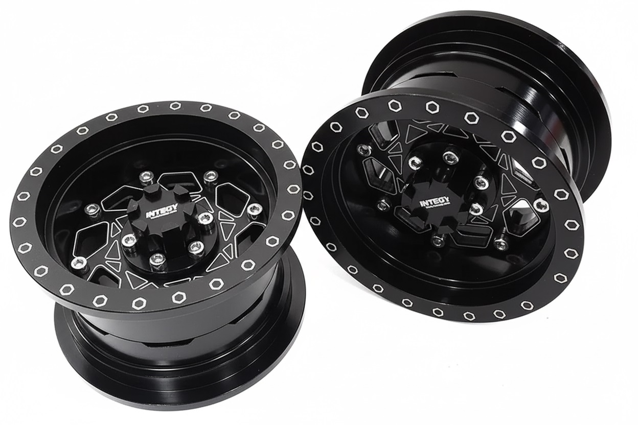 C32434BLACK Billet Machined 8 Spoke Alloy Wheel Upgrade Kit (1-pair) for 1/6 SCX6 45001 - Image 1