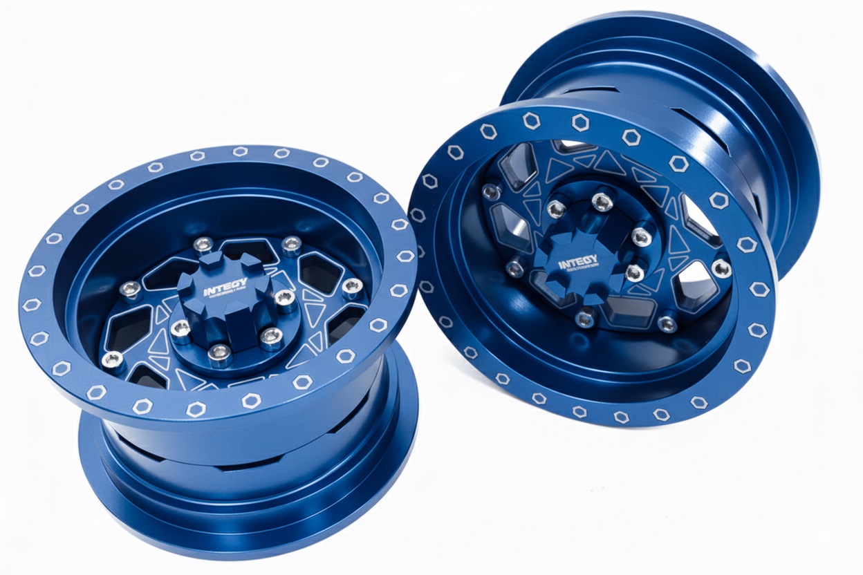 C32434BLUE Billet Machined 8 Spoke Alloy Wheel Upgrade Kit (1-pair) for 1/6 SCX6 45001 - Image 1