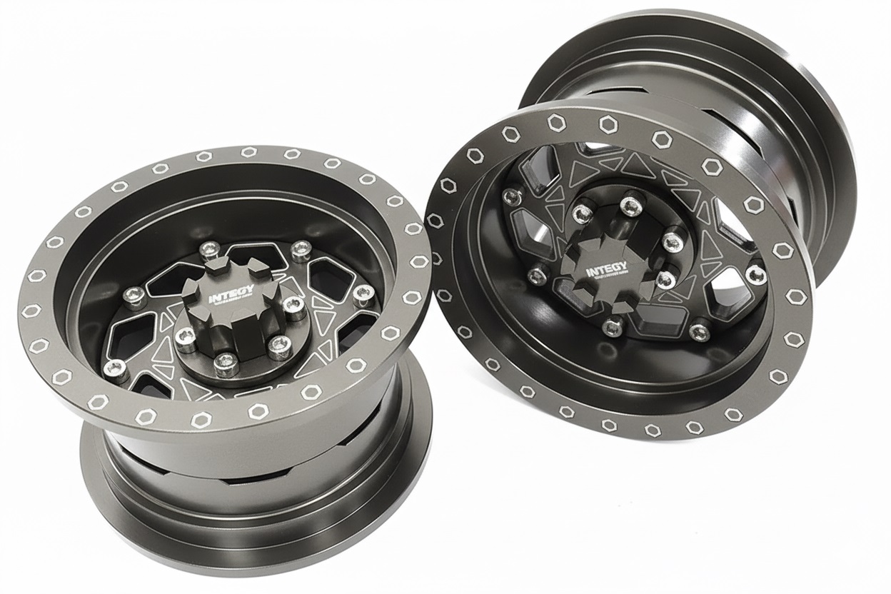 C32434GREY Billet Machined 8 Spoke Alloy Wheel Upgrade Kit (1-pair) for 1/6 SCX6 45001 - Image 1
