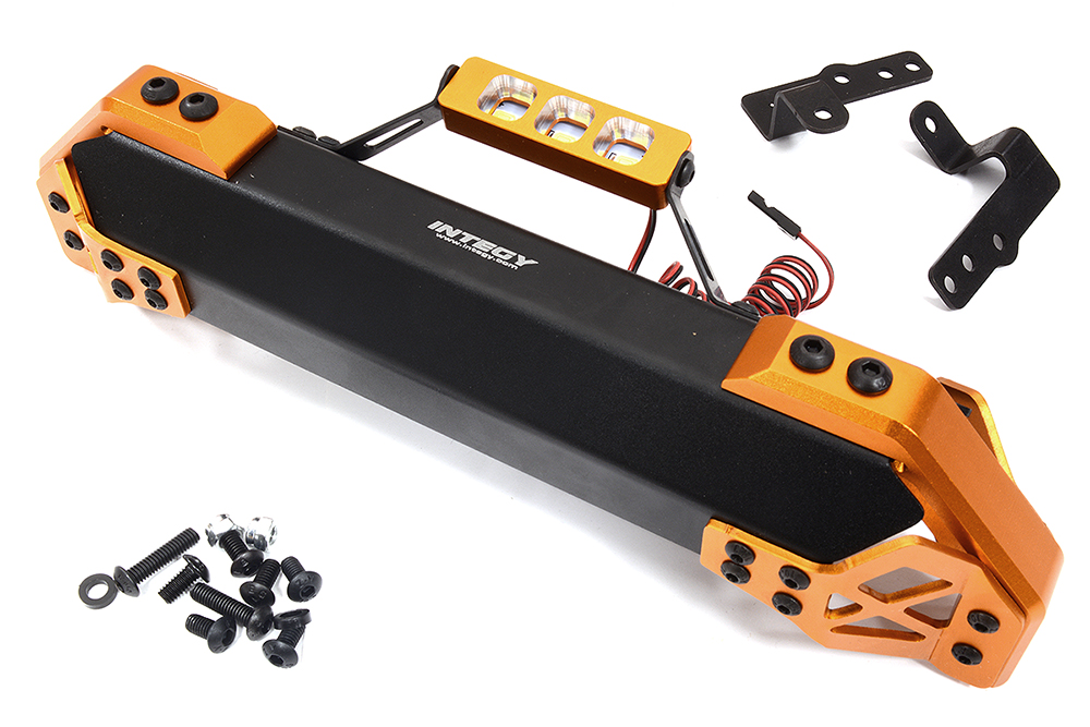 C32446ORANGE Orange Heavy-Duty Metal Bumper with LED Lights for Traxxas X-Maxx 4X4 7735 - Image 1