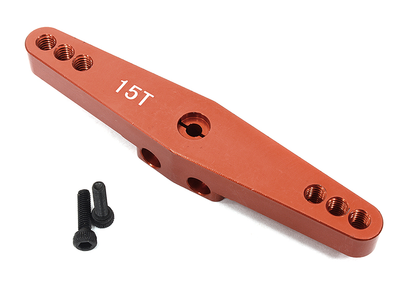C32555RED Billet Machined Red 15T Dual Sided Steering Servo Arm for Losi 1/5 DBXL-E 2.0 - Image 1