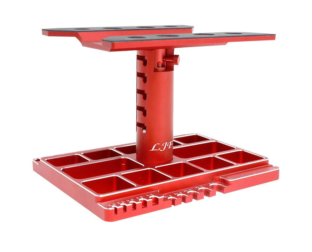 C32617RED Alloy 1/8 & 1/10 Car Stand Workstation Organizer 160x130x170mm - Image 1