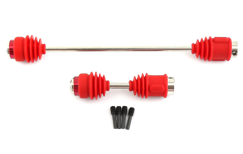 C32714RED Machined Center Drive Shafts w/ Dust Boots for E-Revo 2.0 Brushless 8655 8658 - Image 1
