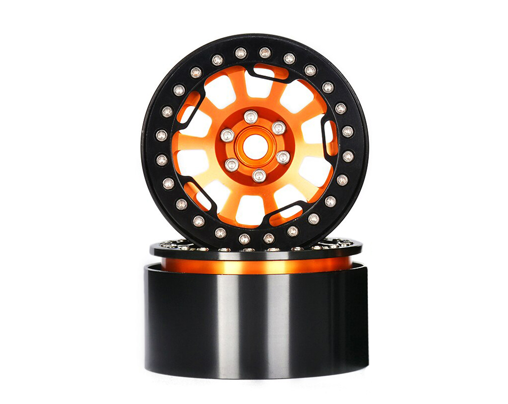 C32731ORANGE 2.2 Size Alloy Machined 10 Spoke Wheels (2) 118g Each for 1/10 Scale Crawler - Image 1