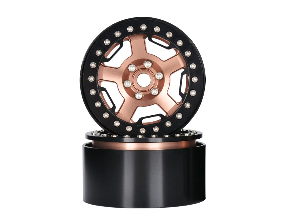 C32732BRONZE 2.2 Size Alloy Machined 5 Spoke Wheels (2) 118g Each for 1/10 Scale Crawler - Image 1