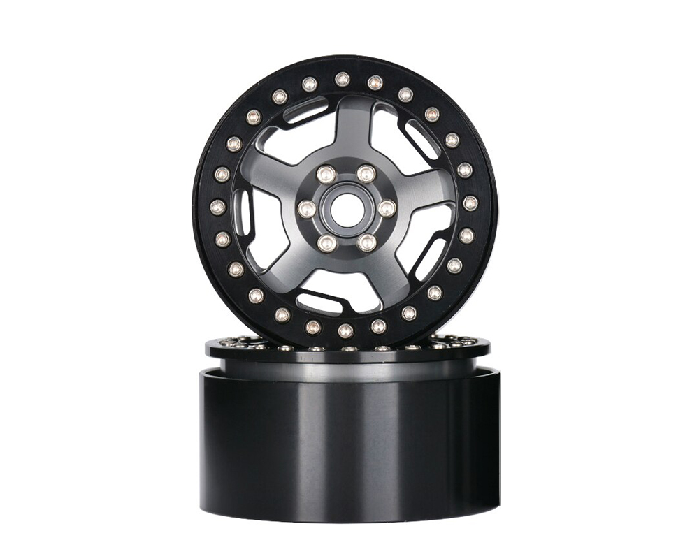 C32732GUN 2.2 Size Alloy Machined 5 Spoke Wheels (2) 118g Each for 1/10 Scale Crawler - Image 1
