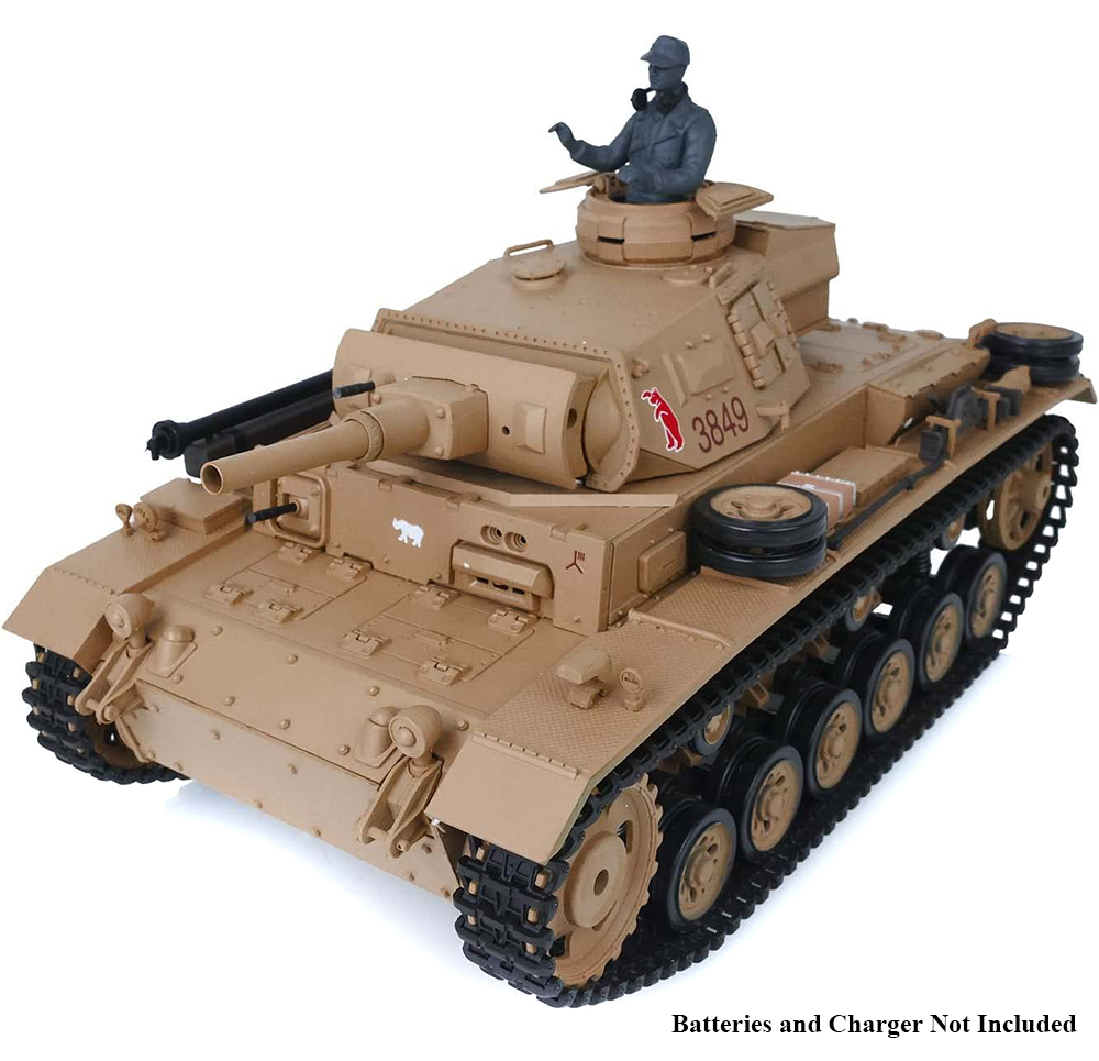 C32754 1/16 Scale German Panzer III AUSF H RC Tank, 2.4Ghz R/C Model HL3849-1 7.0 - Image 1