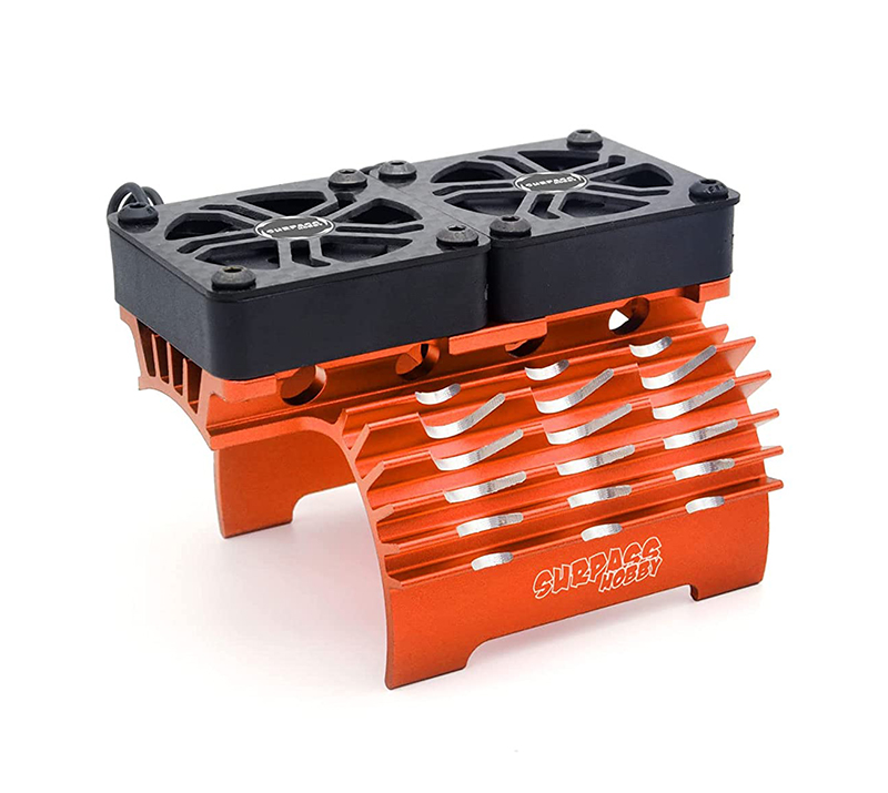 C32807ORANGE Surpass Alloy Heatsink with Dual Cooling Fans for 56mm O.D. Size Motors - Image 1