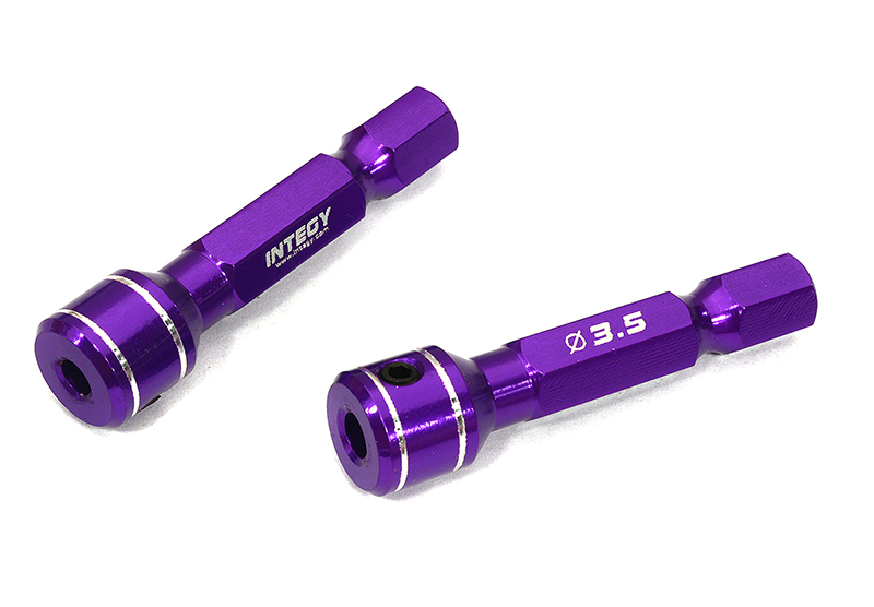 C32837PURPLE Alloy Machined 1/4 Inch Drive Hex Adapters, Holds Tips 3mm & 3.5mm Bits - Image 1