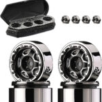 Black Scale Model Luggage Storage Cargo Case & Alloy Wheel Set for SCX24