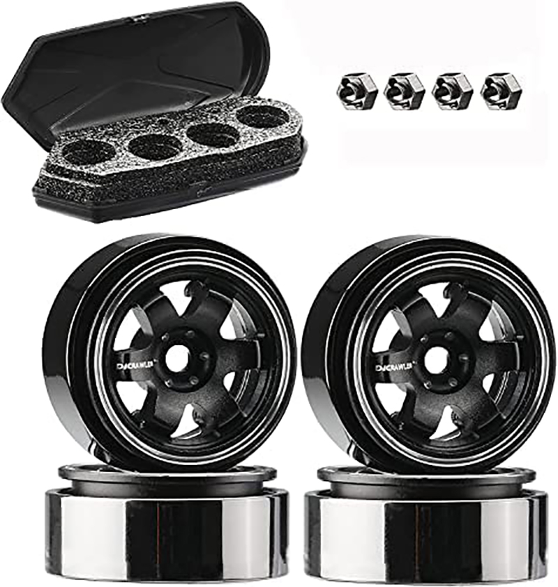 C32854BLACK Scale Model Luggage Storage Cargo Case & Alloy Wheel Set for Axial SCX24 - Image 1