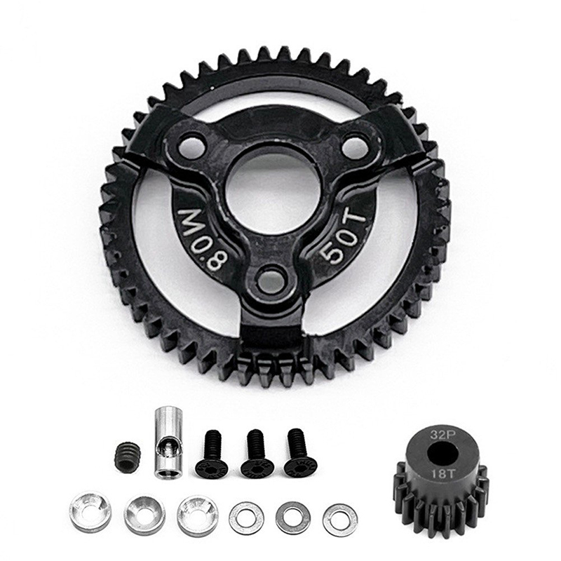 C32876 Steel 50T+18T Spur & pinion 0.8M 32P for 1/10 Slash 2WD & Drag Slash 2416 4690 - Image 1