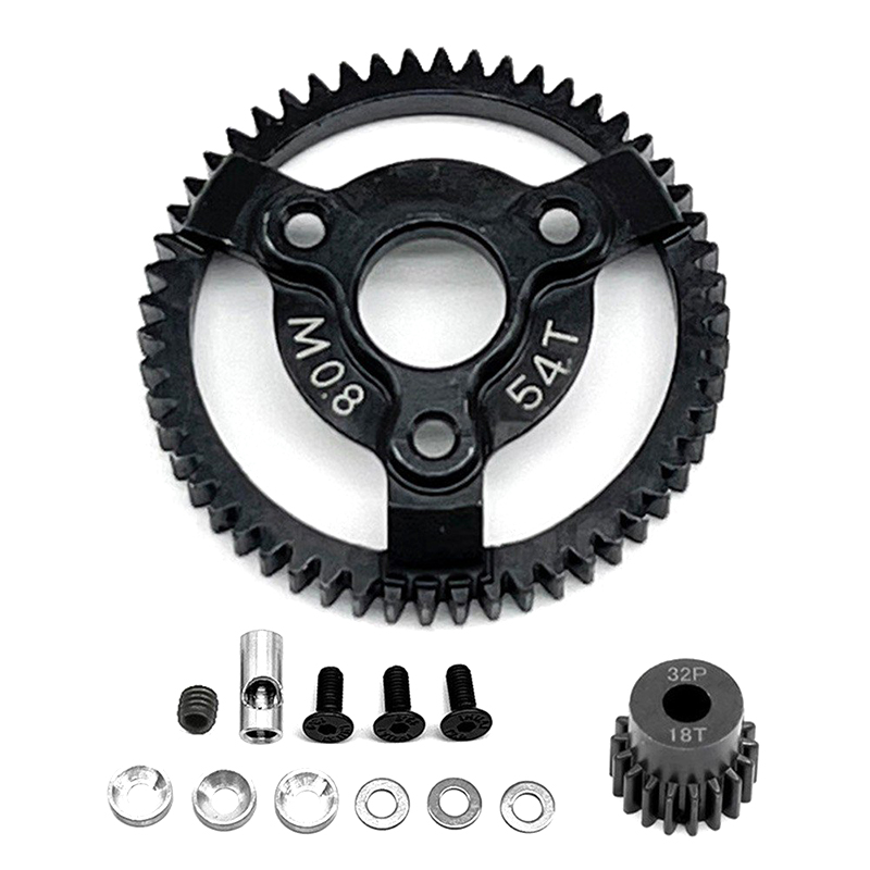 C32878 Steel 54T+18T Spur & pinion 0.8M 32P for 1/10 Slash 2WD & Drag Slash 2416 4690 - Image 1