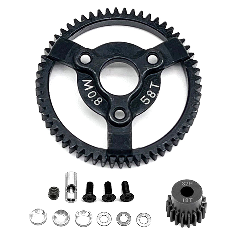 C32880 Steel 58T+18T Spur & pinion 0.8M 32P for 1/10 Slash 2WD & Drag Slash 2416 4690 - Image 1