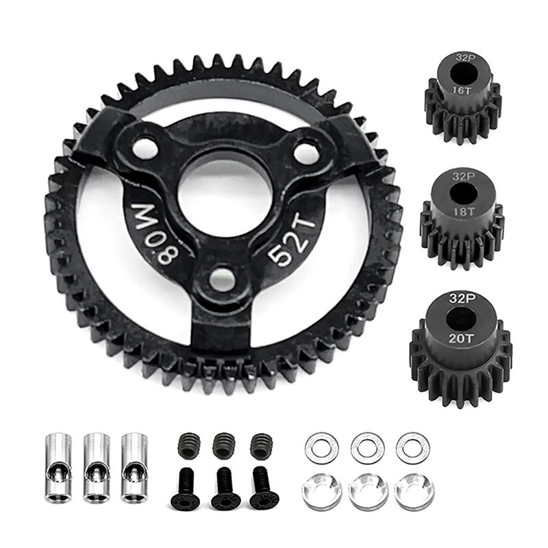 C32883 Steel 52T+16+18+20T Gear Set 0.8M 32P for 1/10 Slash 2WD & Drag Slash 2416 4690 - Image 1