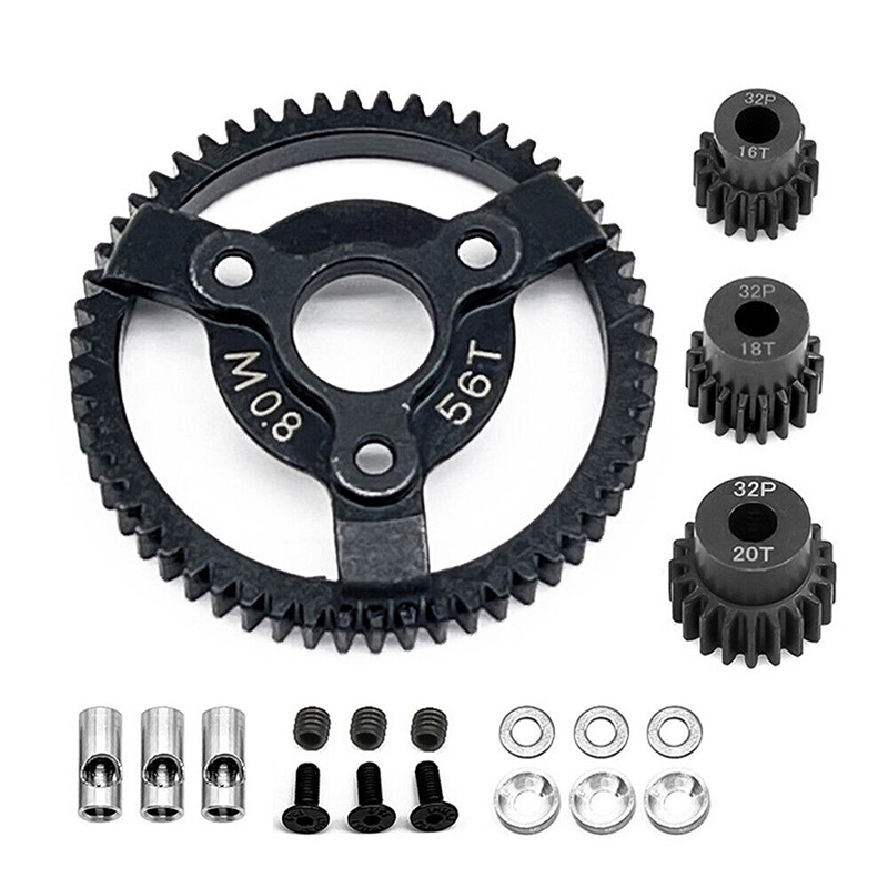C32885 Steel 56T+16+18+20T Gear Set 0.8M 32P for 1/10 Slash 2WD & Drag Slash 2416 4690 - Image 1